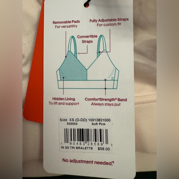 Tommy John Second Skin Triangle Bralette in Soft Pink Size XS fits cups D-DD NWT - Picture 8 of 11